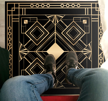 Tapis mosaique vinyle motif géométrique doré - TenStickers