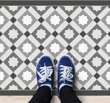 Tapis mosaique vinyle tuiles étoilées grises - TenStickers
