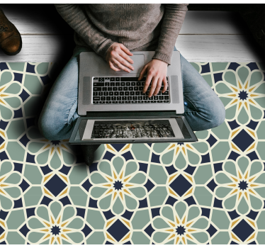 Tapis mosaique vinyle motif géométrique raffiné - TenStickers