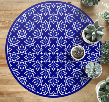 Tapis mosaique vinyle motif floral azur - TenStickers