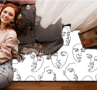 Tapis mosaique vinyle visages dessinés au trait - TenStickers