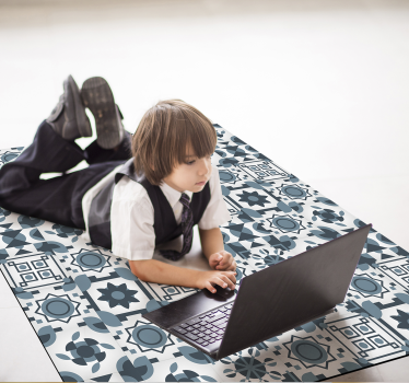 Tapis vinyle carreaux couleurs gris - TenStickers