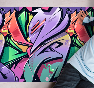 Tapis vinyle entrée motif art de rue graffitis colorés - TenStickers