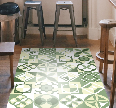 Tapis vinyle carreaux de ciment carrelage vert - TenStickers