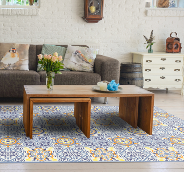 Tapis vinyle carreaux de ciment Jaune et gris - TenStickers