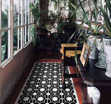 Tapis vinyle carreaux de ciment noirs blancs - TenStickers