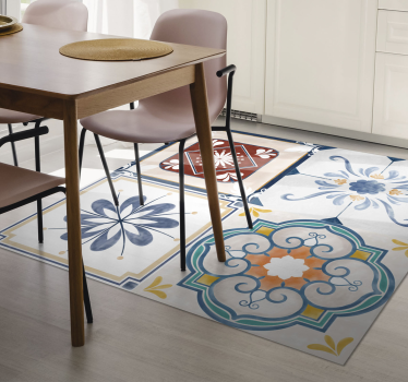 Tapis vinyle carreaux de ciment 4 tuiles vintage - TenStickers