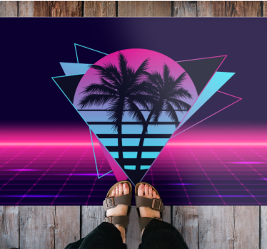 Tapis vinyle vintage palmiers au néon rétro - TenStickers