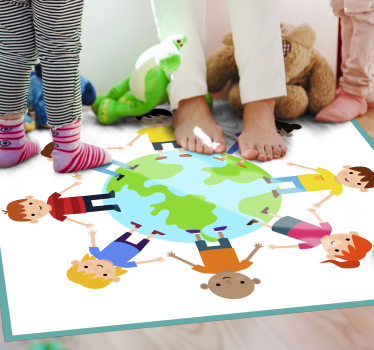 Tapis vinyle autres tapis le monde se tenant la main - TenStickers