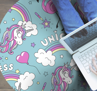 Tapis vinyle autres tapis cercle fantastique de licorne - TenStickers