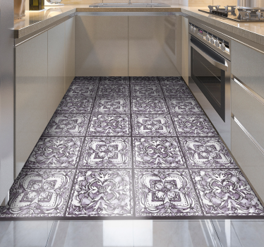 Tapis vinyle carreaux de ciment carrelage monochrome - TenStickers