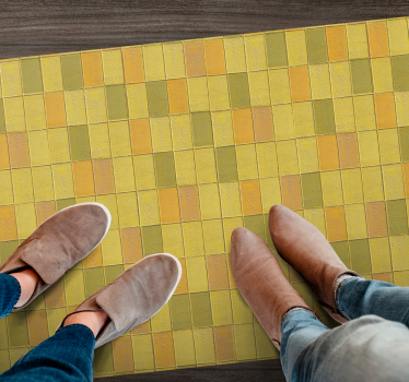 Tapis vinyle carreaux de ciment agencement mosaïque jaune - TenStickers