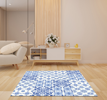Tapis vinyle carreaux de ciment effet de carrelage bleu - TenStickers