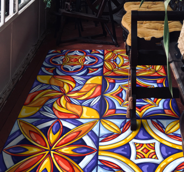 Tapis vinyle carreaux de ciment modèle de tuile artistique - TenStickers