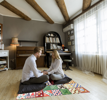 Tapis vinyle carreaux de ciment mosaïque coloré - TenStickers