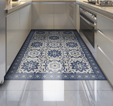 Tapis vinyle carreaux de ciment motif à motif floral - TenStickers