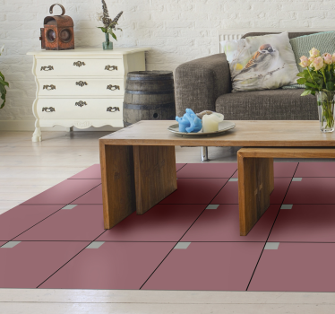 Tapis vinyle salon carrés roses - TenStickers