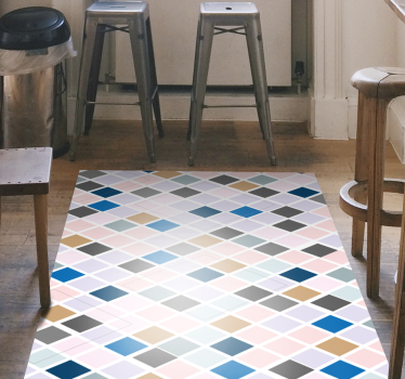 Tapis vinyle carreaux de ciment motif en diamant - TenStickers