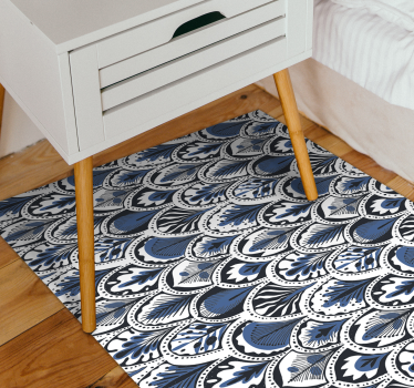 Tapis vinyle carreaux de ciment motif de queue de paon - TenStickers