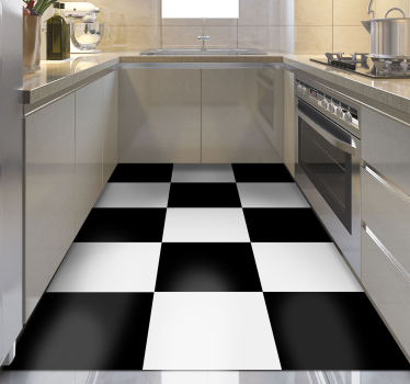 Tapis vinyle carreaux de ciment motif en damier classique - TenStickers
