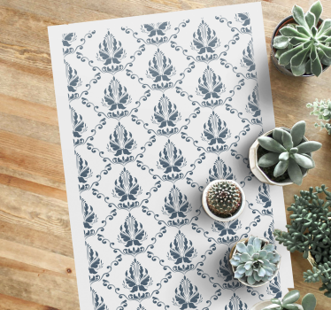 Tapis vinyle carreaux de ciment motif feuillage élégant - TenStickers