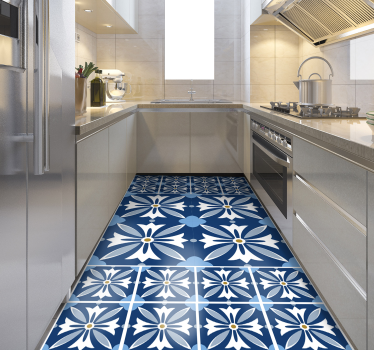 Tapis vinyle carreaux de ciment motif floral en céramique - TenStickers