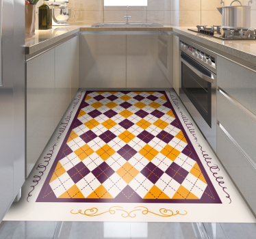 Tapis vinyle carreaux de ciment motif géométrique à chevrons - TenStickers