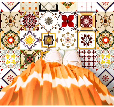 Tapis vinyle carreaux de ciment motifs de mosaïque colorés - TenStickers