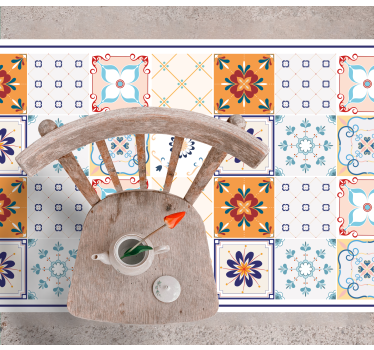 Tapis vinyle carreaux de ciment motifs en céramique colorés - TenStickers