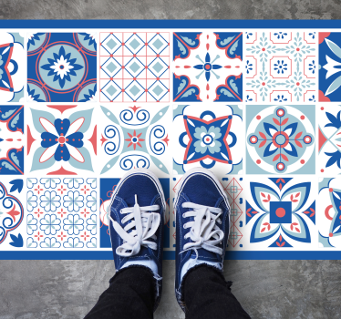 Tapis vinyle carreaux de ciment ornementaux - TenStickers