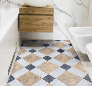 Tapis vinyle carreaux de ciment revêtement de sol en damier - TenStickers