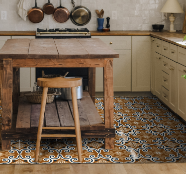 Tapis vinyle cuisine carreaux de style ciment brun - TenStickers