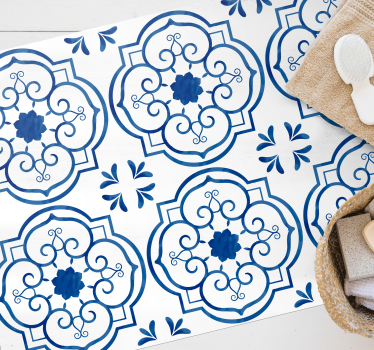 Tapis vinyle carreaux de ciment motif de carrelage orné - TenStickers
