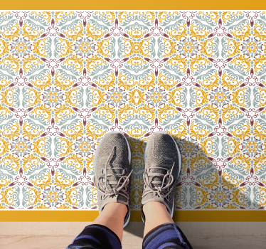 Tapis vinyle carreaux de ciment motif de mosaïque orné - TenStickers