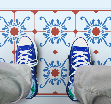 Tapis vinyle carreaux de ciment tuile ornementale - TenStickers