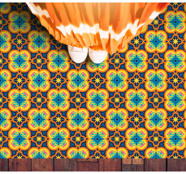 Tapis vinyle salon illustration florale animée - TenStickers