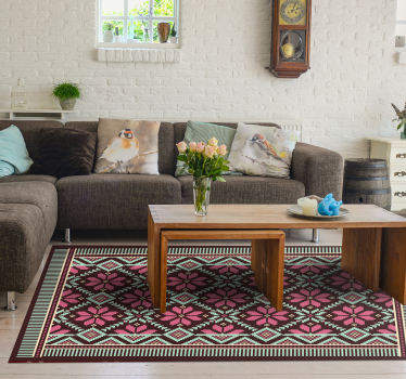 Tapis vinyle salon inspiration florale nordique - TenStickers