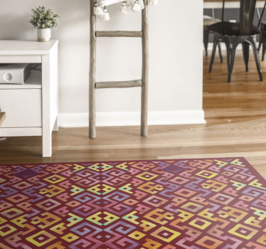 Tapis vinyle carreaux de ciment motif géométrique coloré - TenStickers