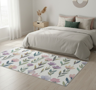 Tapis vinyle chambre autocollant mural fleurs nordiques - TenStickers