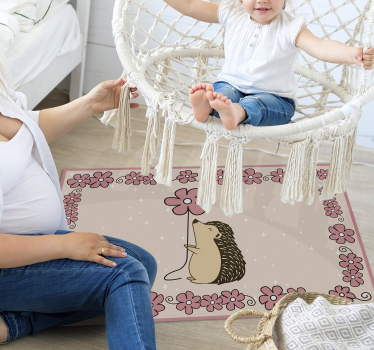 Tapis vinyle chambre bébé hérisson floral - TenStickers