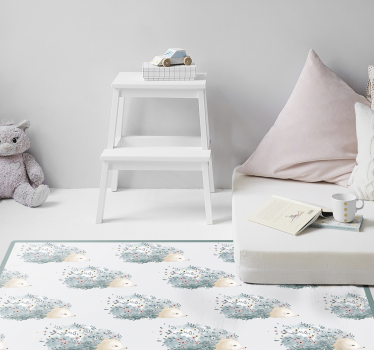 Tapis vinyle chambre bébé motifs floraux hérisson - TenStickers