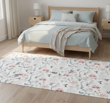 Tapis vinyle chambre branche de fleurs et papillons - TenStickers