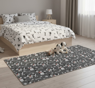 Tapis vinyle chambre chien noir et blanc fantastique - TenStickers