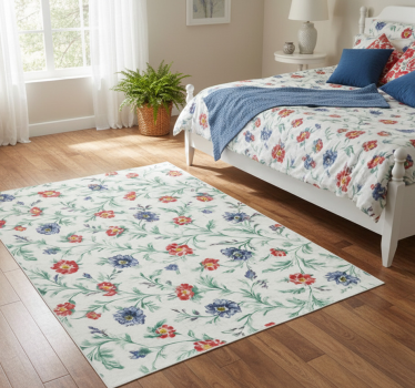 Tapis vinyle chambre design fleurs rétro - TenStickers