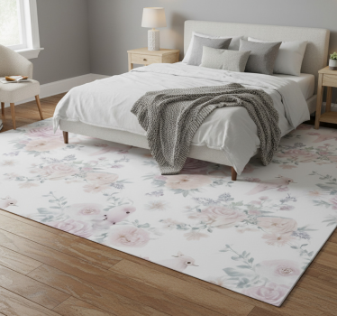 Tapis vinyle chambre design floral élégant gris - TenStickers