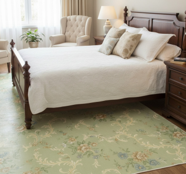 Tapis vinyle chambre design floral vintage et ornements - TenStickers