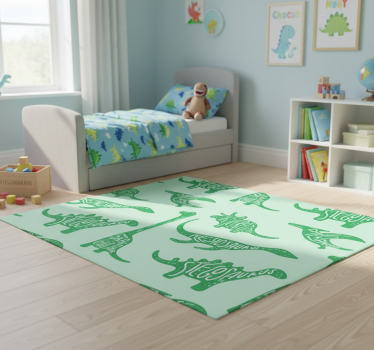 Tapis vinyle chambre dinosaures verts avec noms - TenStickers