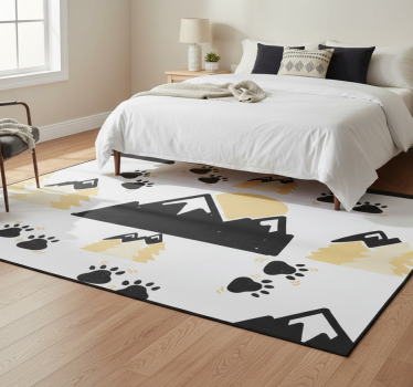 Tapis vinyle chambre empreintes de pas sur fond blanc - TenStickers