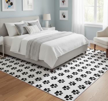 Tapis vinyle chambre empreintes de pattes blanches - TenStickers