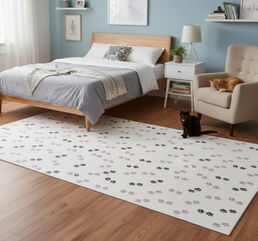 Tapis vinyle chambre empreintes de pattes de chat - TenStickers